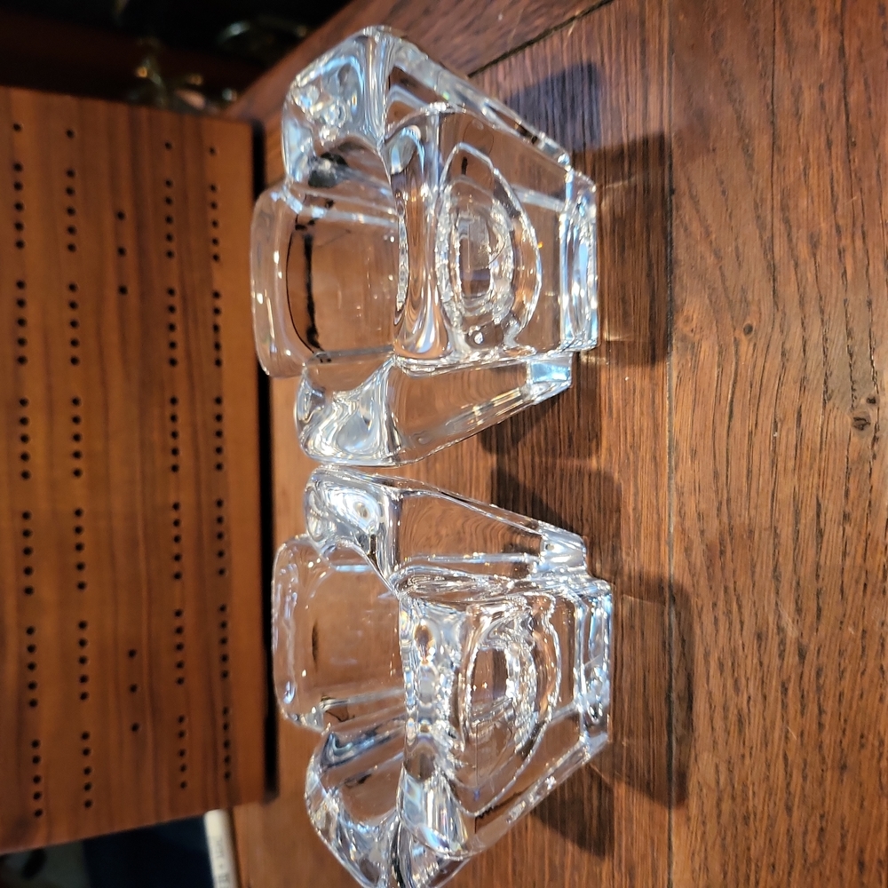 Pair of Vintage Orrefors Sweden Crystal Max Votive Candle Holders